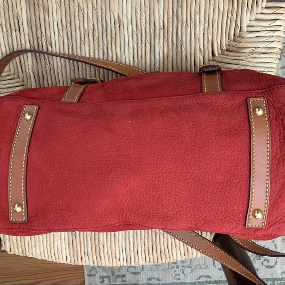 Dooney and Bourke double strap tassel leather satchel handbag in wine - Picture 11 of 13